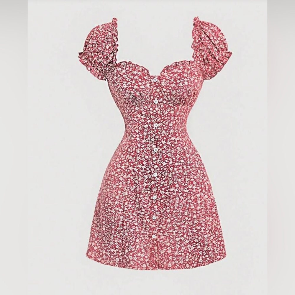 SHEIN Red Floral Mini Dress